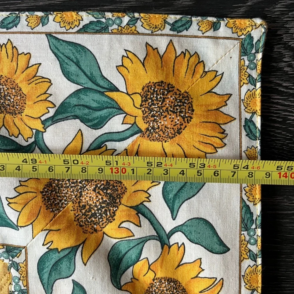 French Countryside Sunflower Tablecloth Cover Quilted France 94x54 Cottagecore